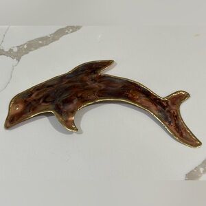 Vintage Copper Dolphin Decorative Wall Art 10.5”